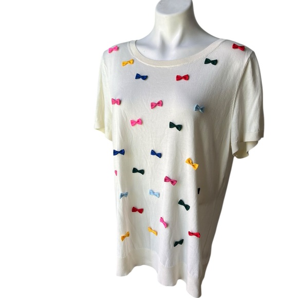 Talbots Party Bows Crewneck Sweater, Sz XL - Picture 6 of 14